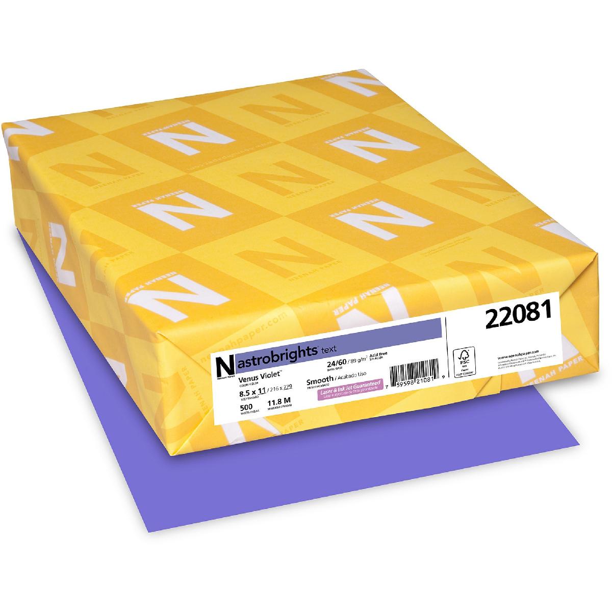 Neenah Paper® Astrobrights Venus Violet Smooth 24 lb. Text 8.5x11 in. 500 Sheets per Ream